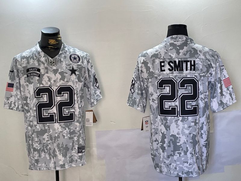 Men Dallas Cowboys #22 E.Smith Nike Arctic Camo 2024 Salute to Service Limited NFL Jersey style 2->dallas cowboys->NFL Jersey